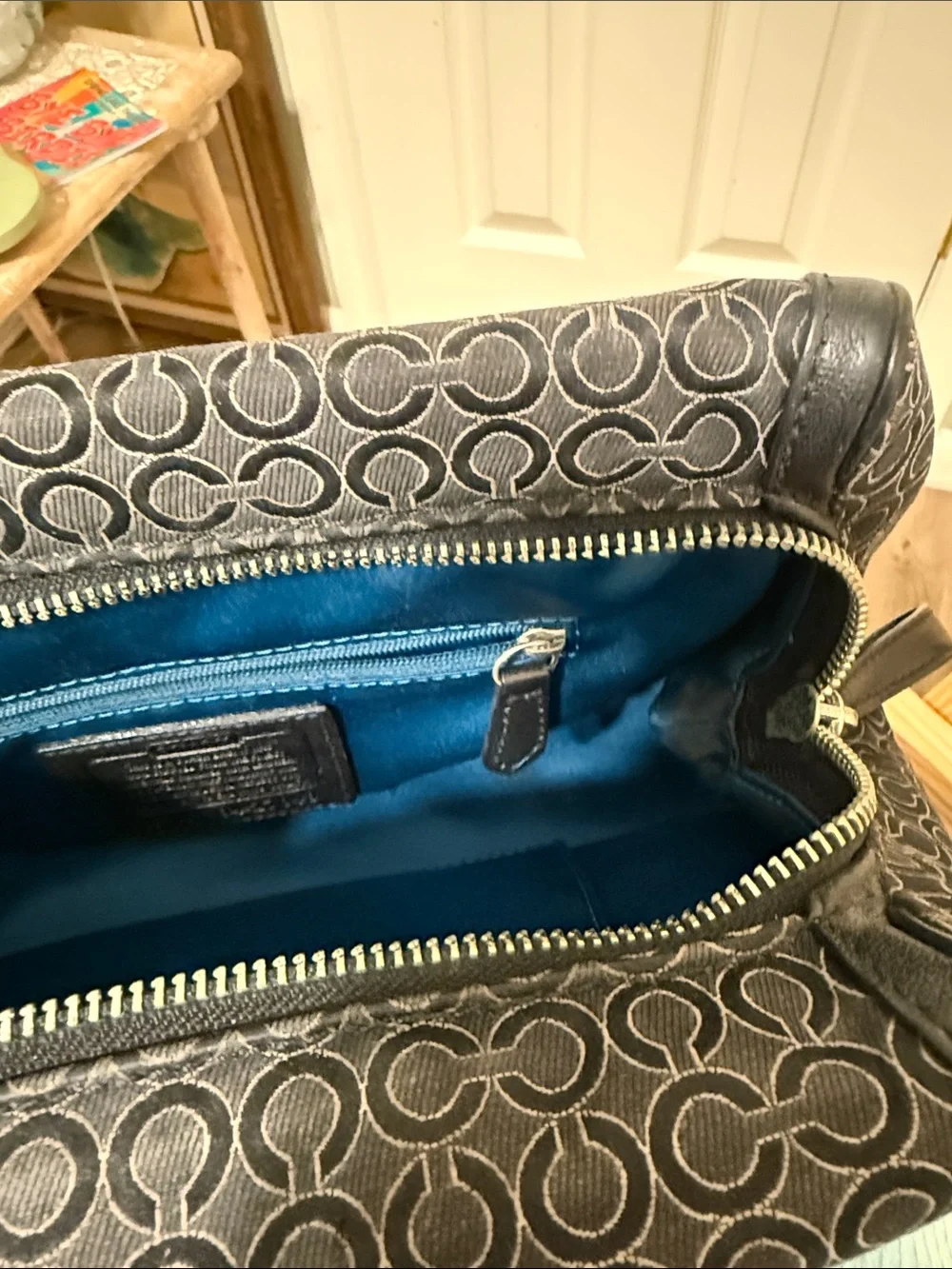 Coach Black Signature Jacquard Shoulder Bag with Silver Hardware
